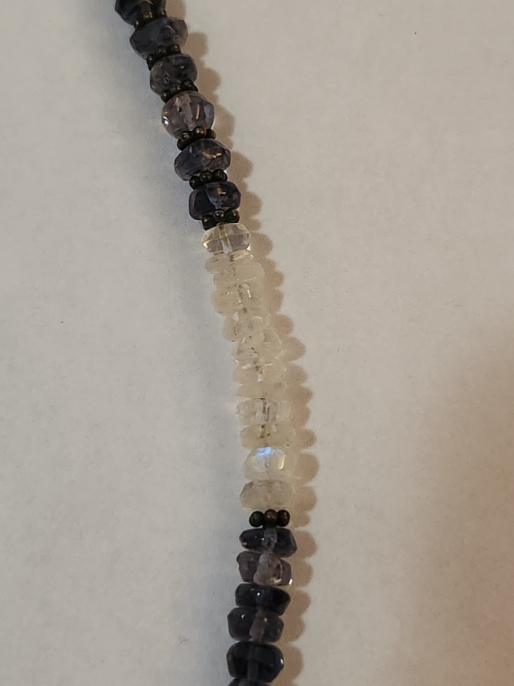 Rainbow Moonstine & Iolite Beaded Necklace with Matching Earrings - Picture 4 of 8